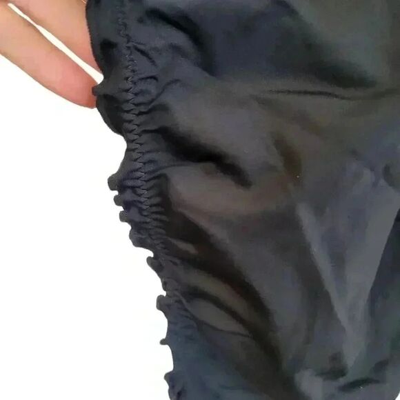 Anne Cole Women's Ebony Black Ruffled Low Cut One Piece Swimsuit NEW - Picture 4 of 10